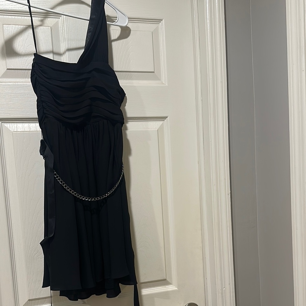 Express Black Ruched Asymmetrical Cocktail Dress